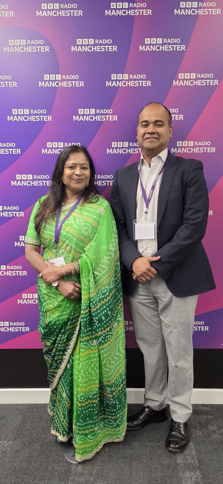 Bhavana Ghosh with a fellow panellist at BBC Radio Manchester