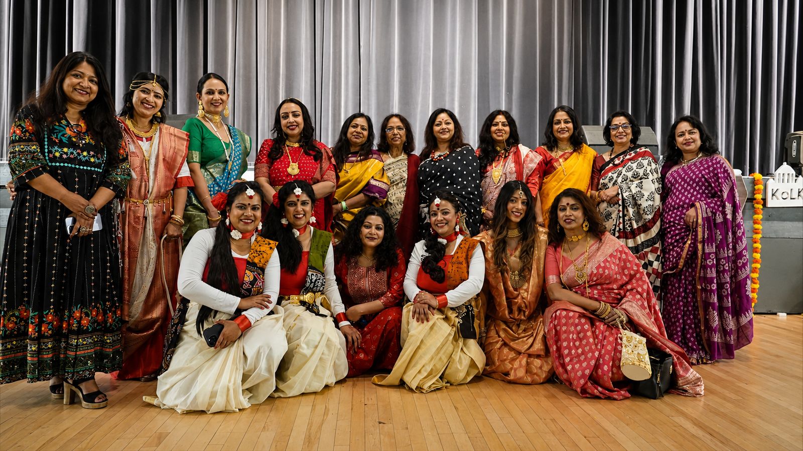 Bhavana Ghosh with performers and participants at the Manchester Boishakh Festival 2026