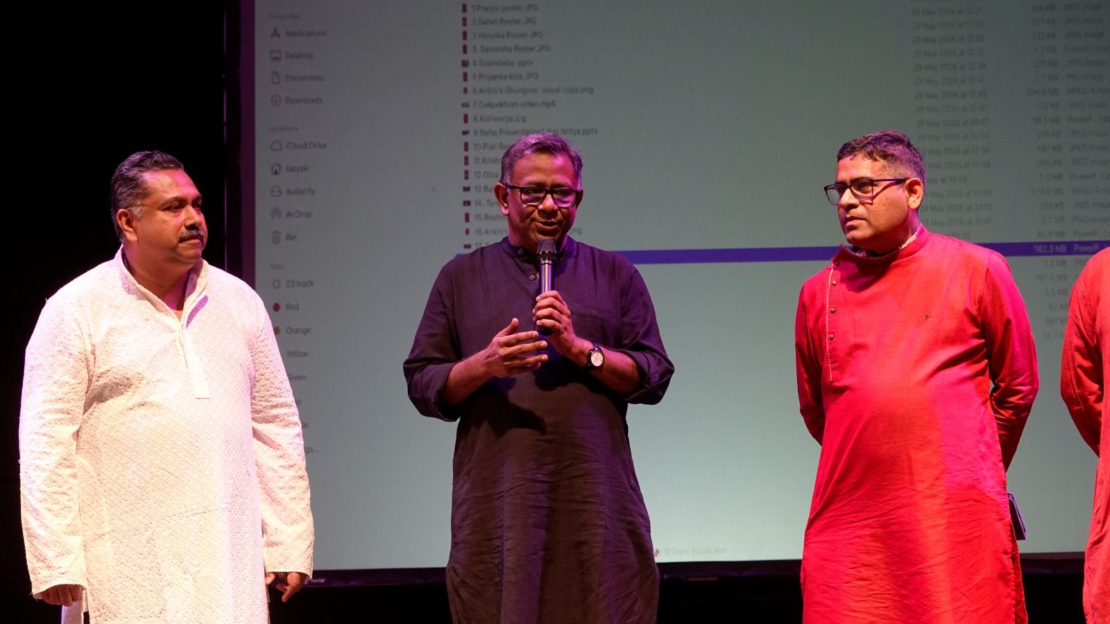 Dr Kamaleshwar Mukherjee addressing the audience at the Manchester Boishakh Festival