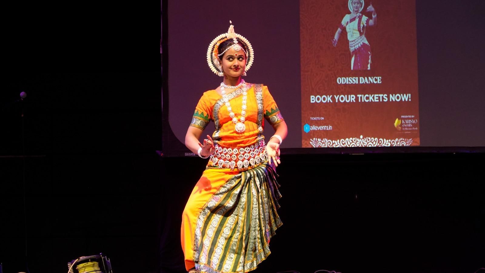 Classical Odissi dancer performing at the Manchester Boishakh Festival 2026
